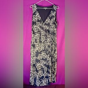 Lauren Ralph Lauren Blue Floral Sleeveless Dress Size 14